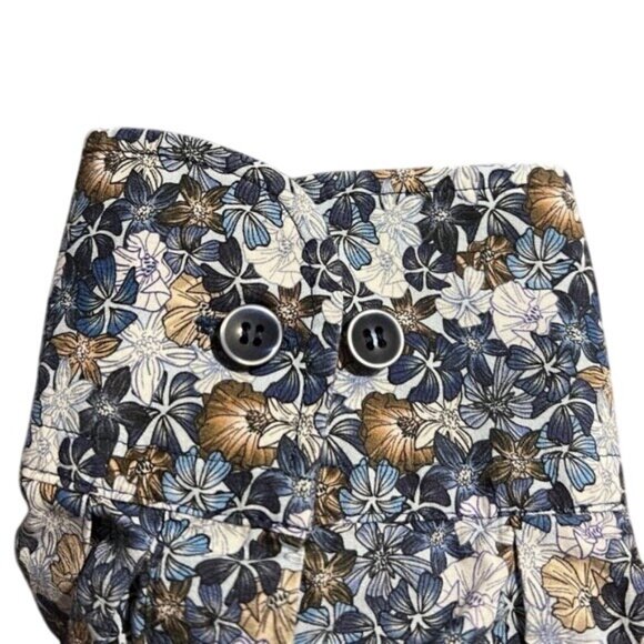 Patrick James Floral Button Up Dress Shirt In Blue & Brown W/ Long Sleeves XXL - Picture 6 of 11